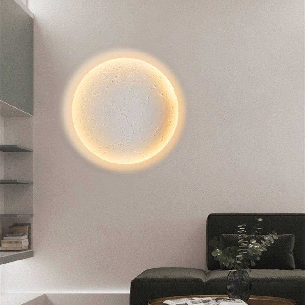 Fupenud Decorative Moon Metal/Gypsum Wall Lamp, White