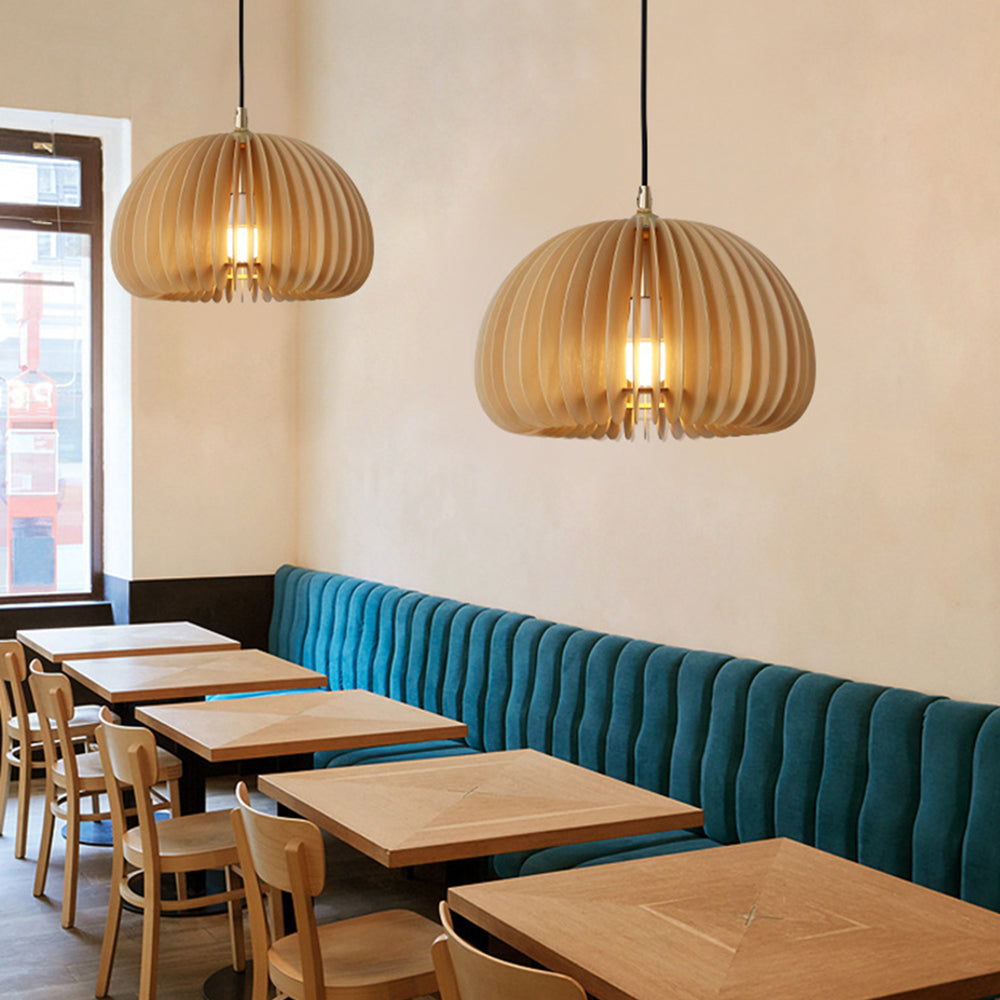 Lusebit Pumpkin Pendant Light, Wood