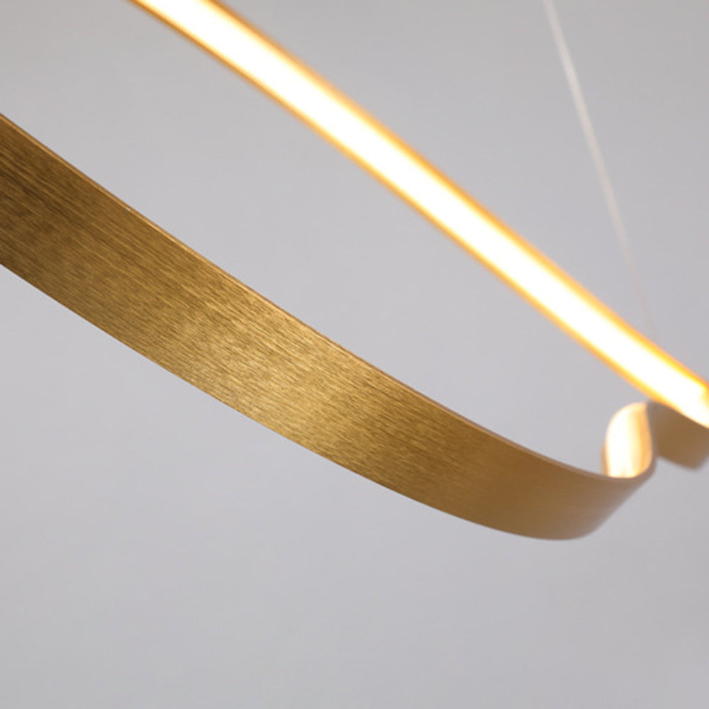Kasusal LED Linear Minimalist Wave Golden Leaf Shaped Pendant Light