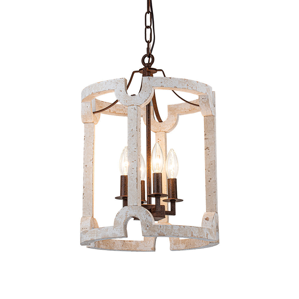 Noreli Farmhouse Wood Cylinder Pendant Light-Relic Pieces