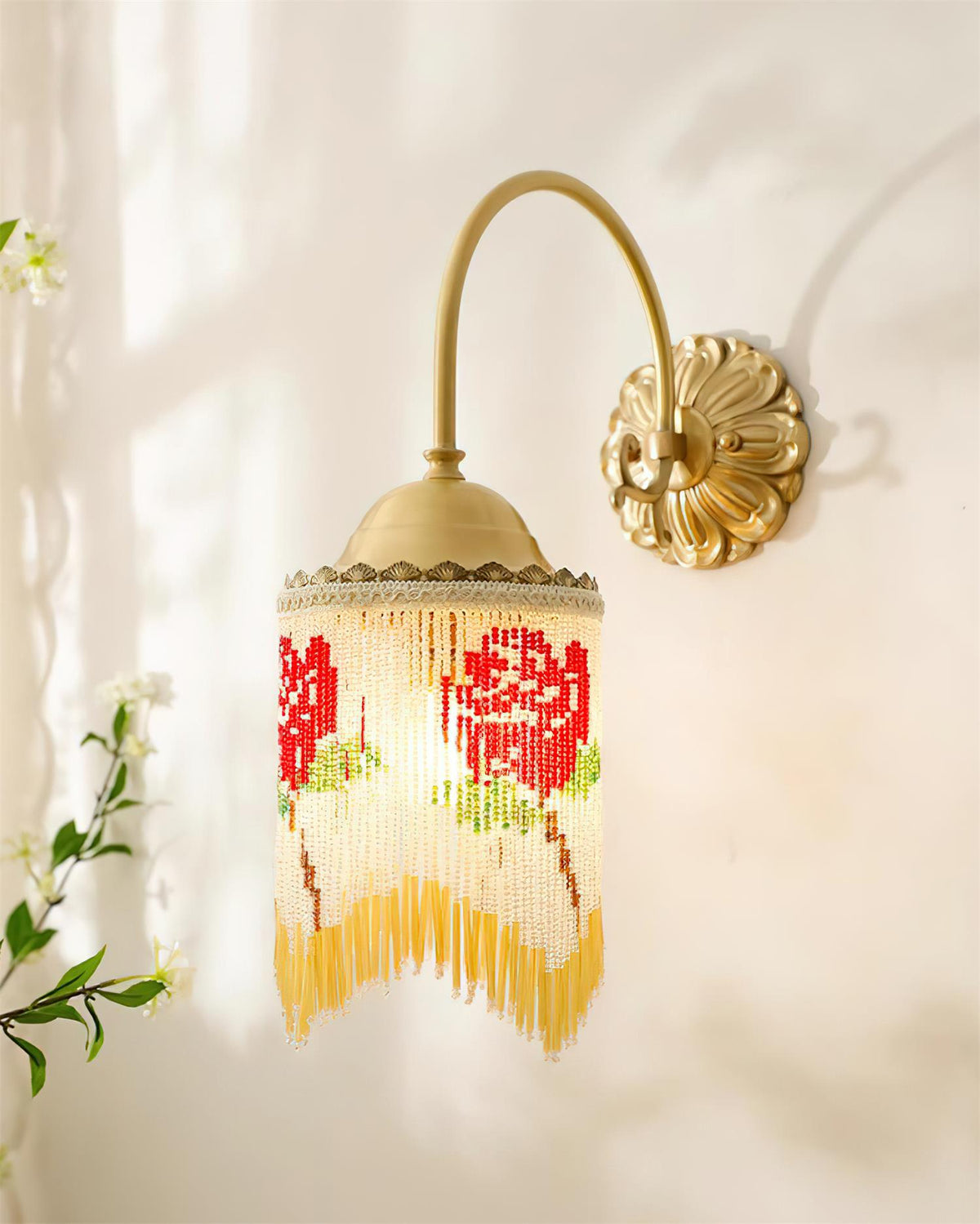 Teriorine Flamenco Vintage Beaded Wall Lamp