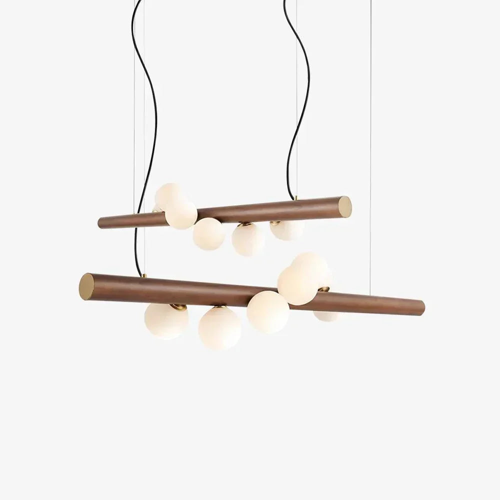 Taribid Glass Bubble Pendant Light Wood/Walnut