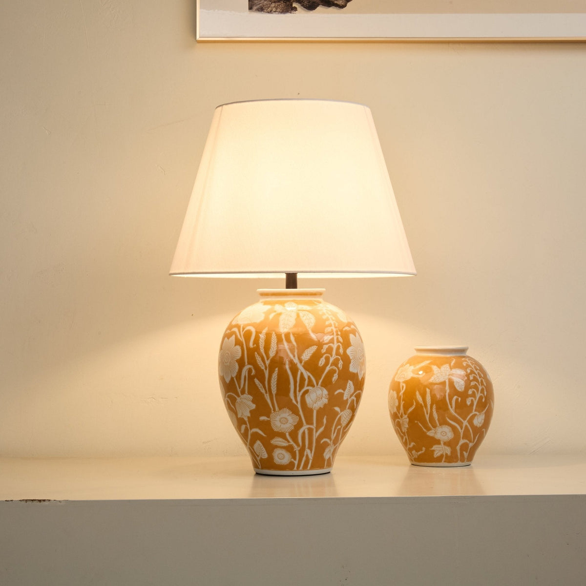 Dahlia Floral Ceramic Table Lamp