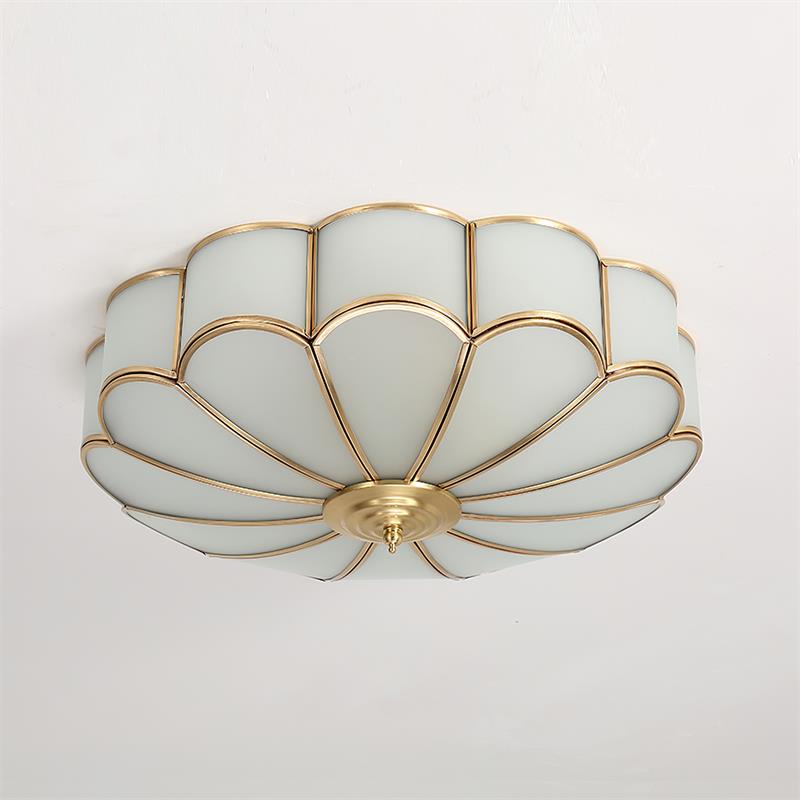 Viraean Flower Shape Brass Glass Ceiling Lamp-Relic Pieces