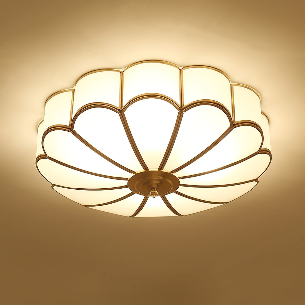 Viraean Flower Shape Brass Glass Ceiling Lamp-Relic Pieces