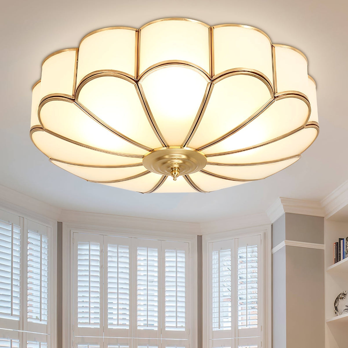 Viraean Flower Shape Brass Glass Ceiling Lamp-Relic Pieces