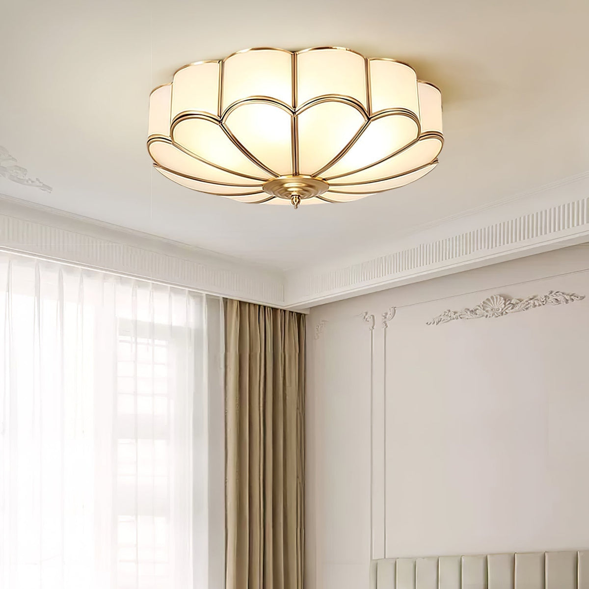 Velenena Ceiling Light Flower Shape Glass Brass
