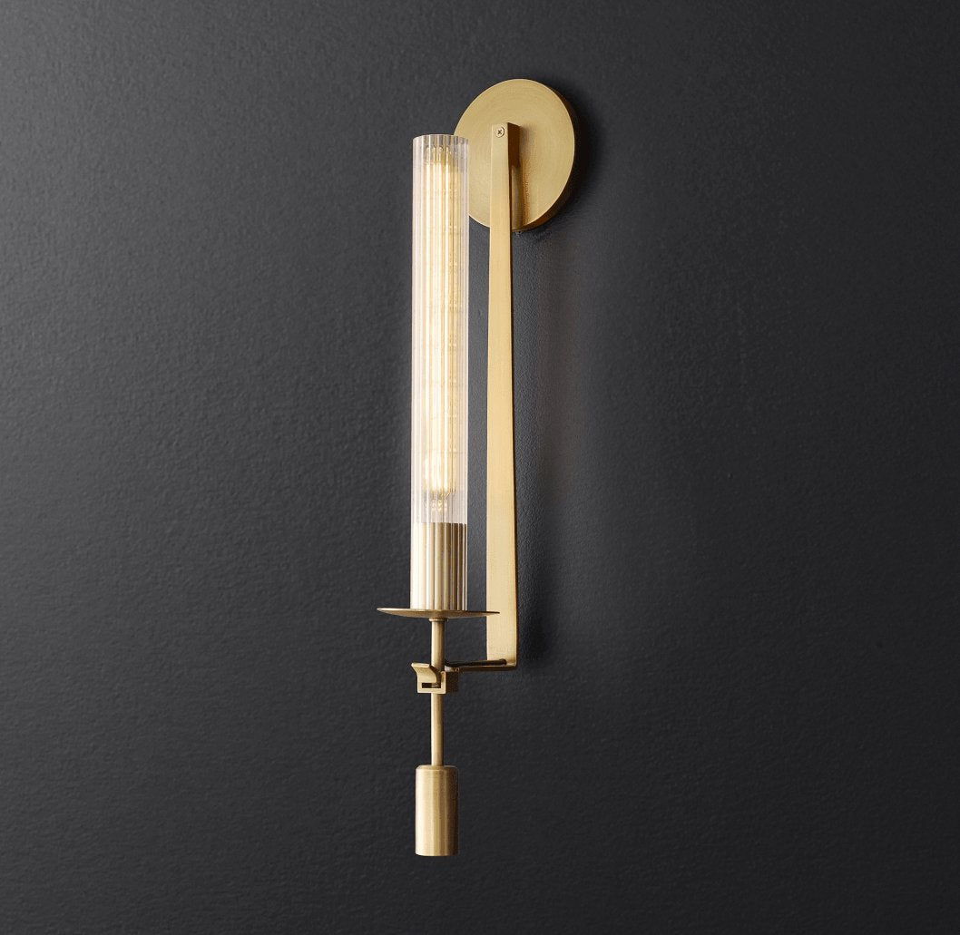Ceshaisra French Classicism Plug-in Brass Glass Wall Lamp
