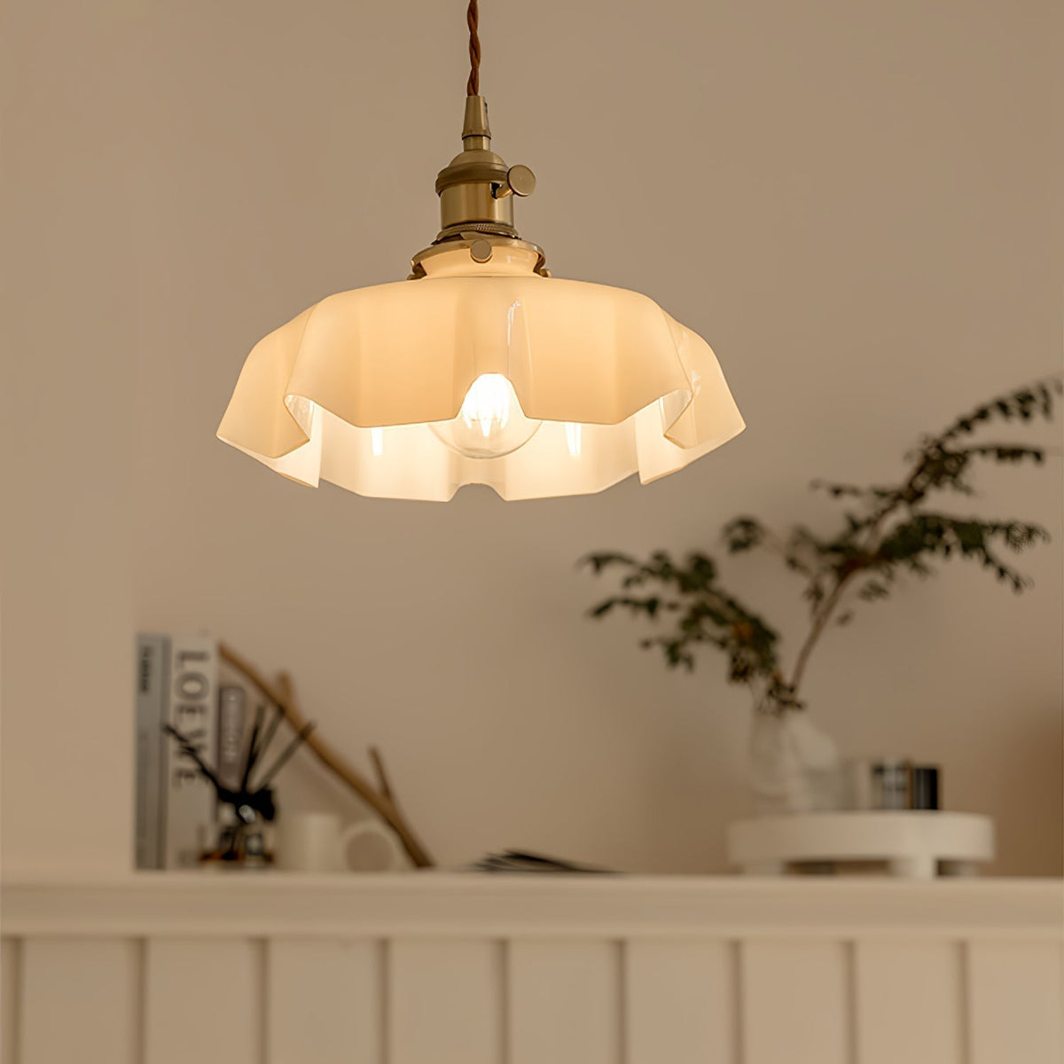 Sepalom Farmhouse Ruffled Pendant Light