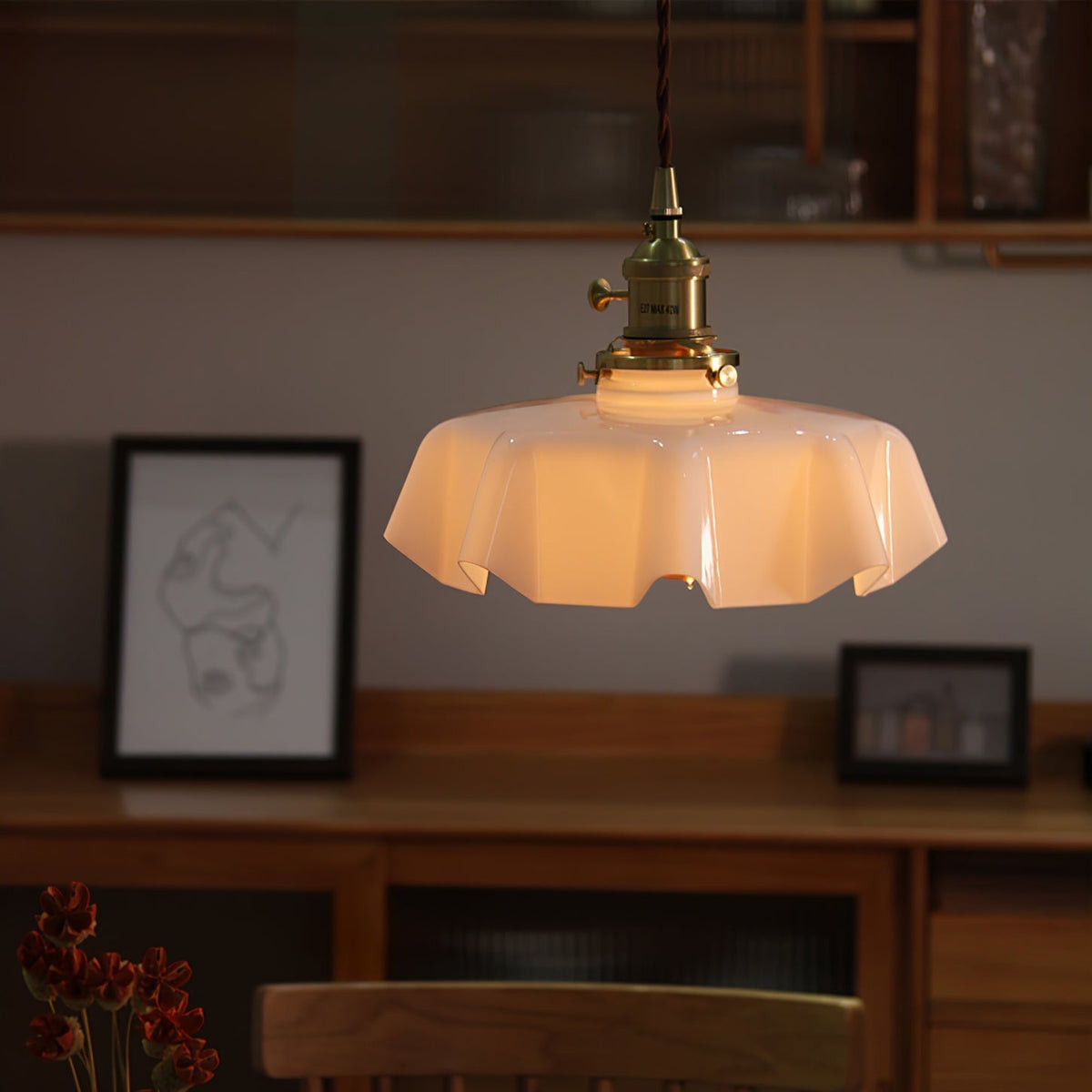 Sepalom Farmhouse Ruffled Pendant Light