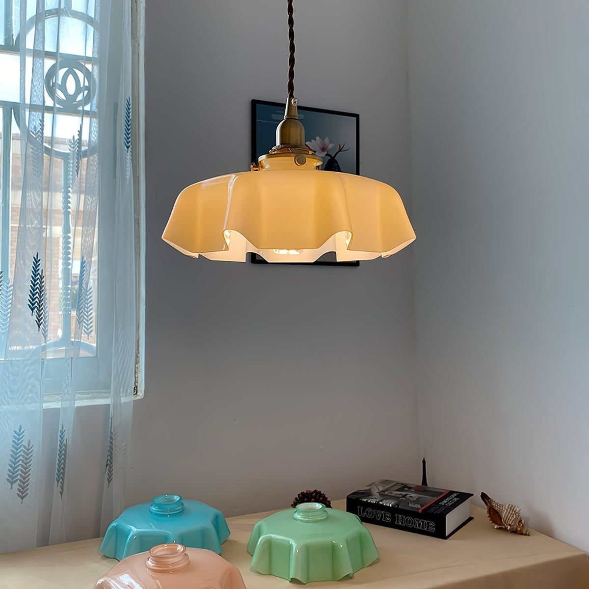 Sepalom Farmhouse Ruffled Pendant Light