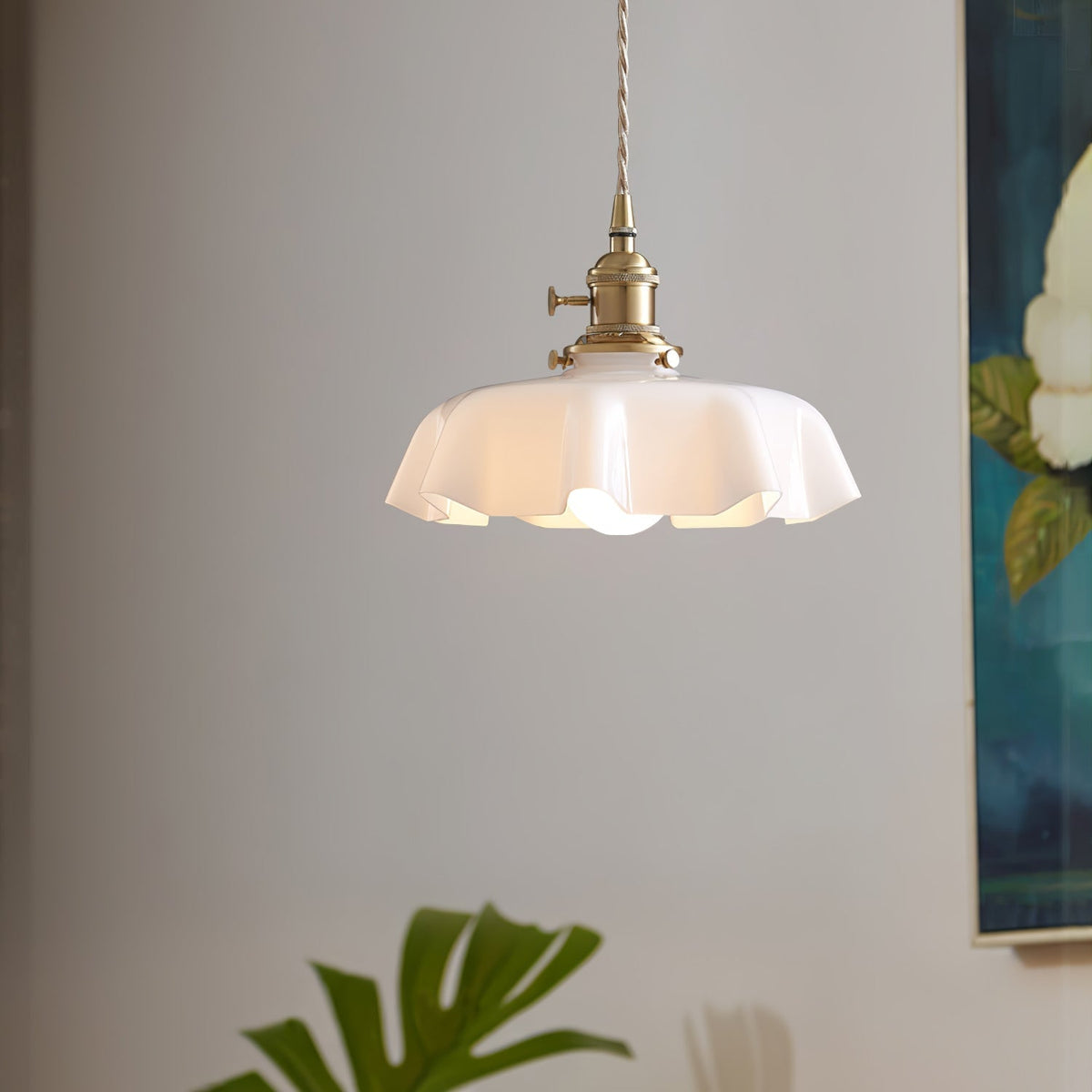 Sepalom Farmhouse Ruffled Pendant Light