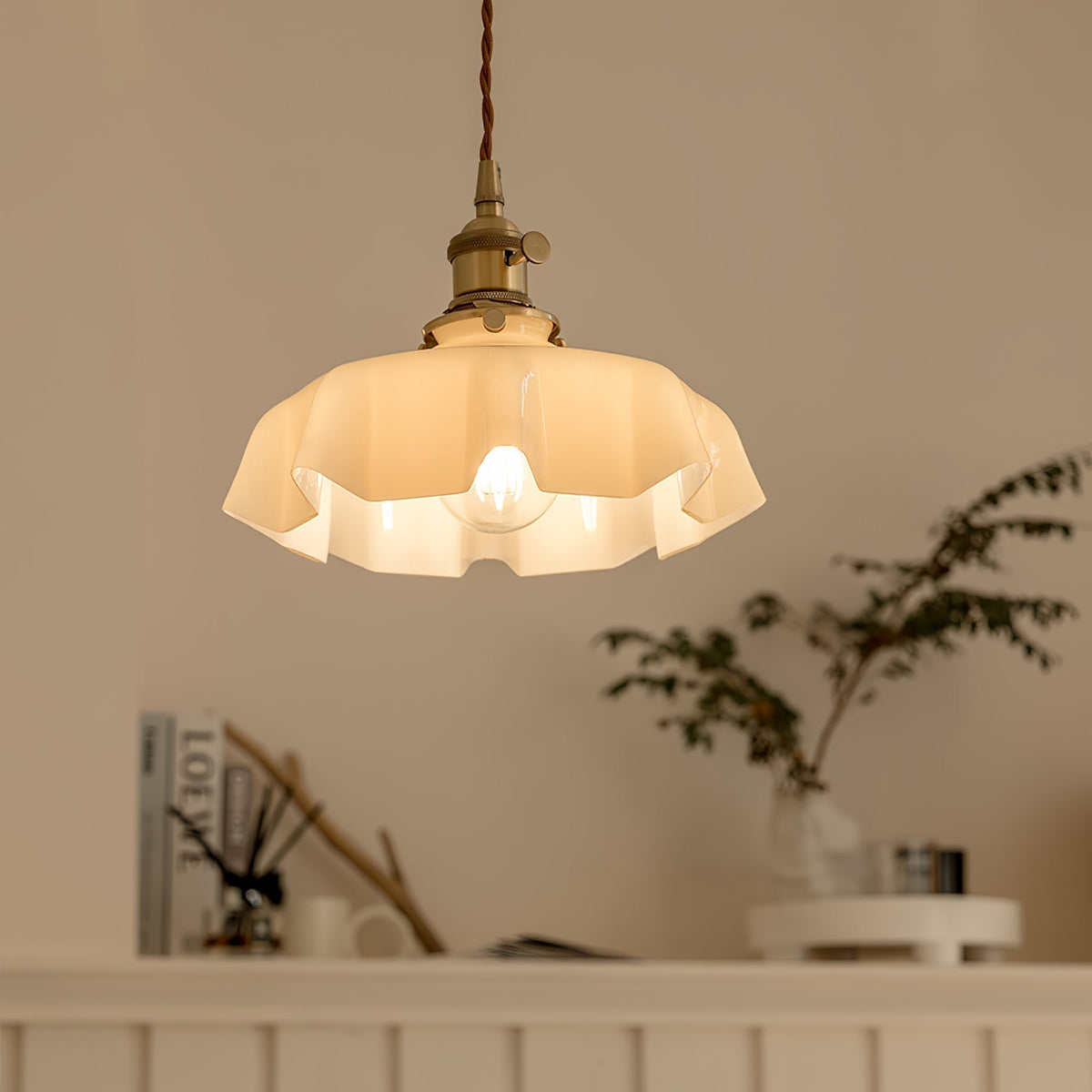Sepalom Farmhouse Ruffled Pendant Light