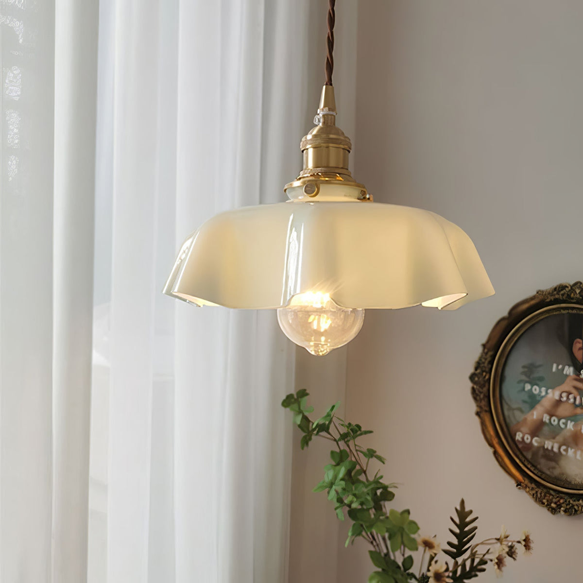 Sepalom Farmhouse Ruffled Pendant Light