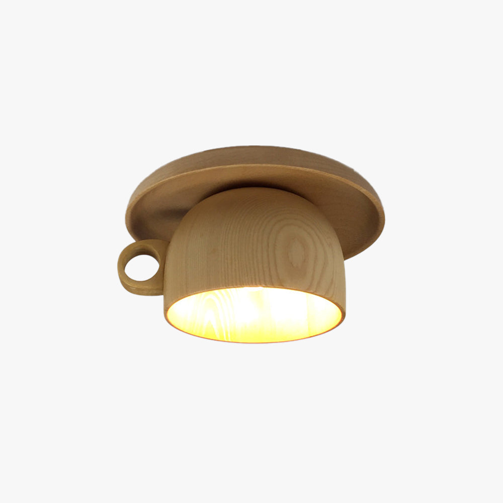 Nuvukida Modern Wood Cup Flush Mount Ceiling Light Bedroom