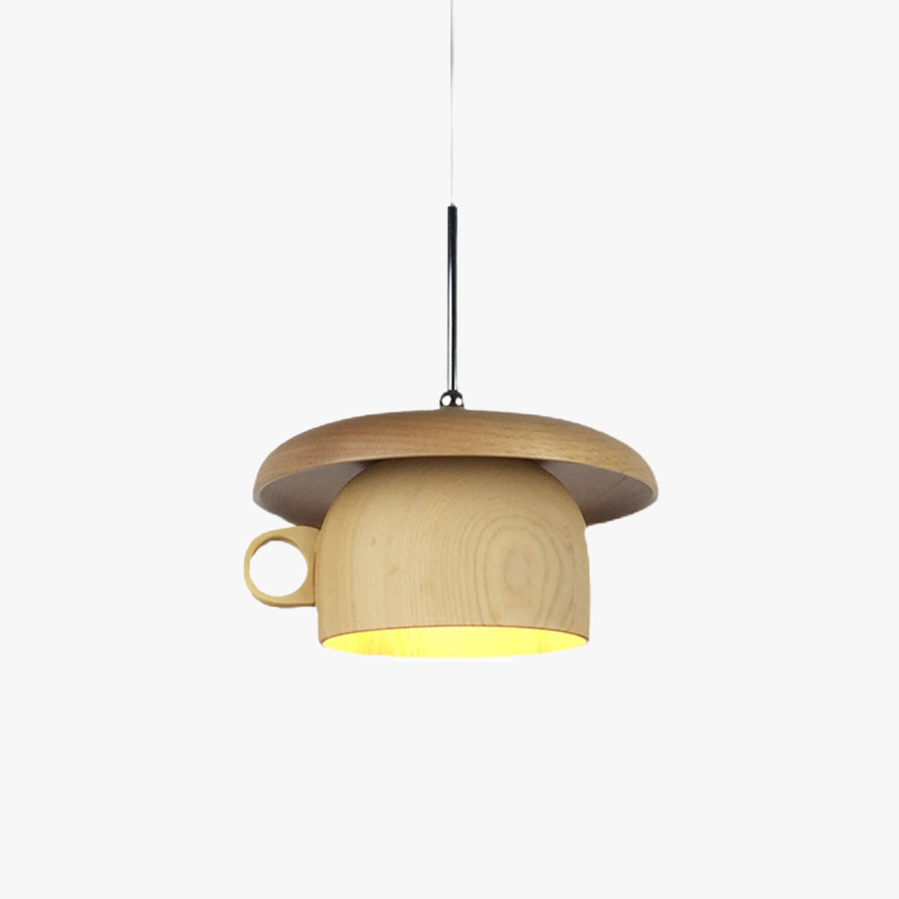 Buravise Vintage Wood Cup Pendant Light Bedroom