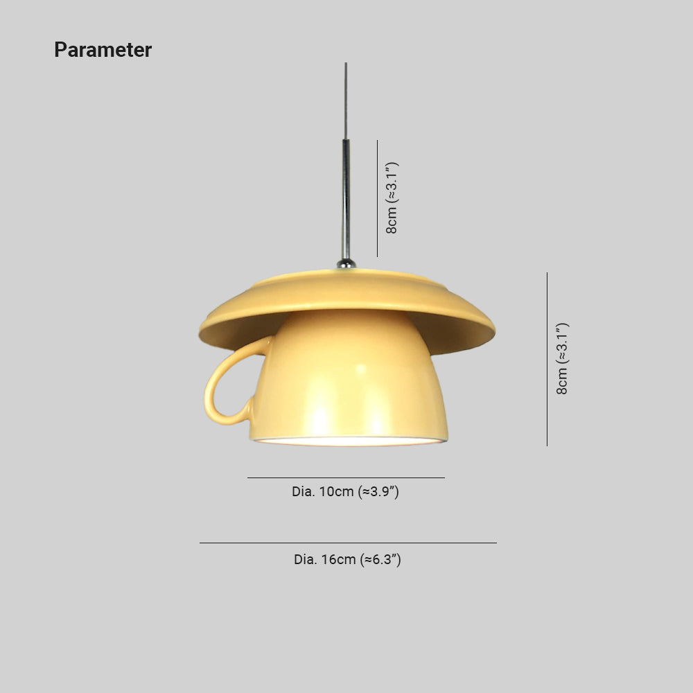 Bugidodu Pop Art Cup Ceramic LED Pendant Light Study Bedroom