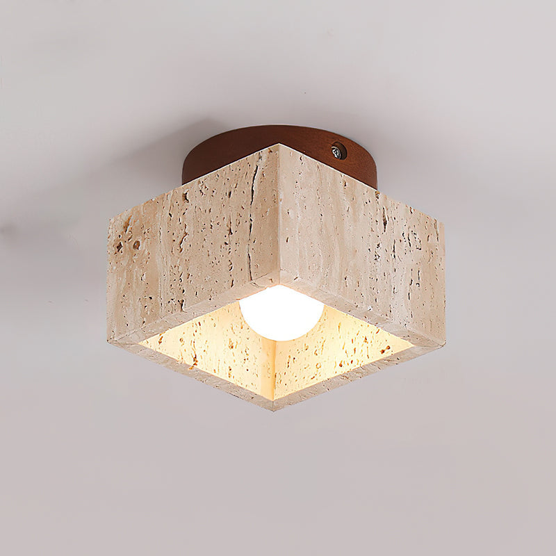 Rilon Sqaure&Round Ceiling Light  Black& Yellow Travertine