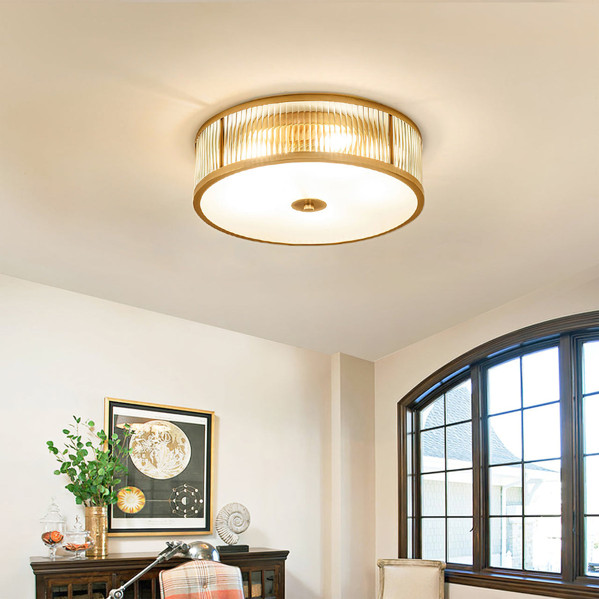Avvynila Brass Glass CeIling Lamp-Relic Pieces