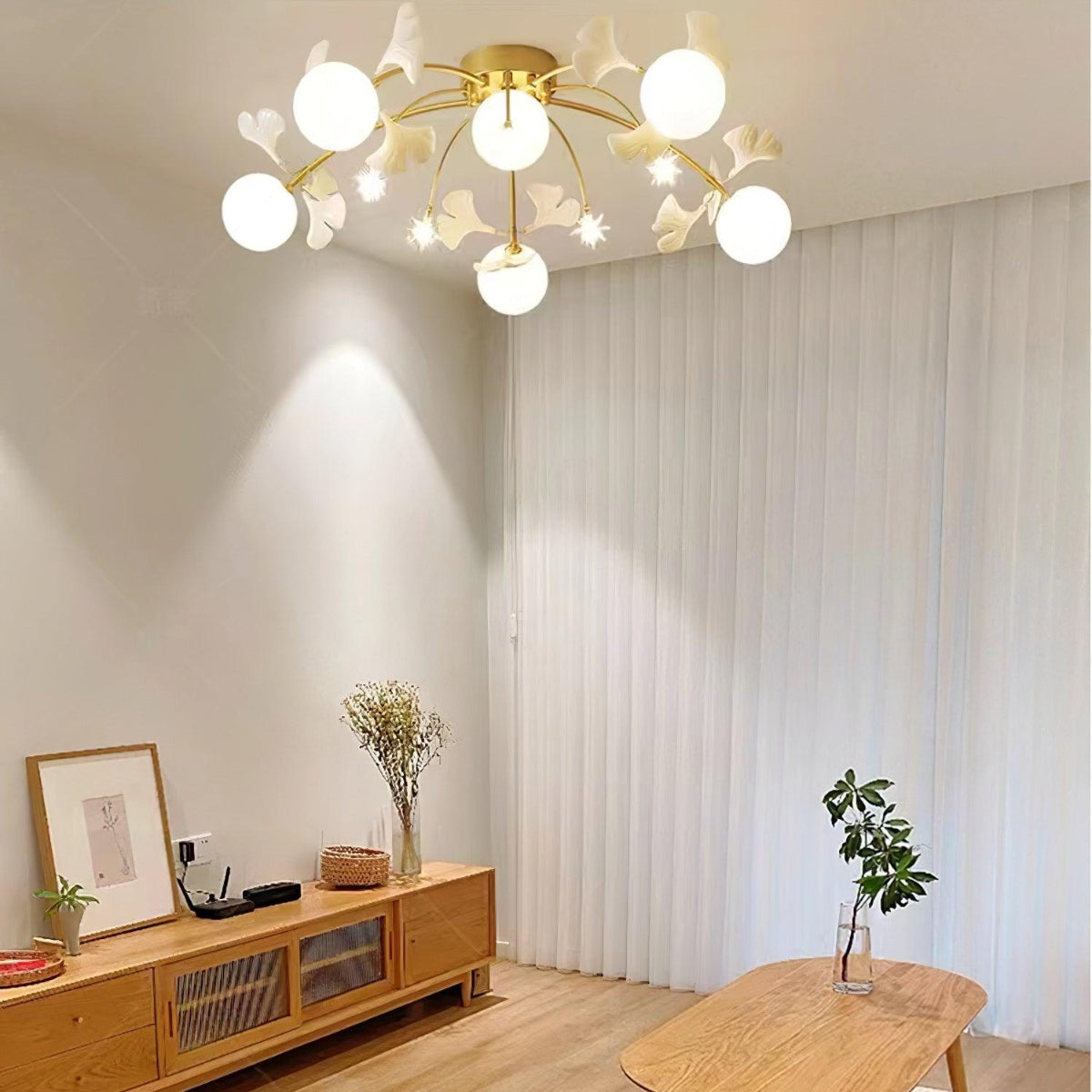 Dedotem Nordic Multi Globe Metal/Ceramic Flush Mount Ceiling Light, White/Gold