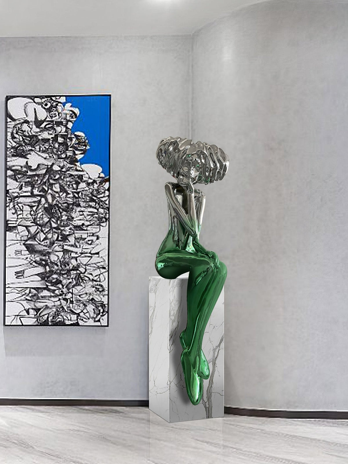 Meditating Girl Sculpture Ornament