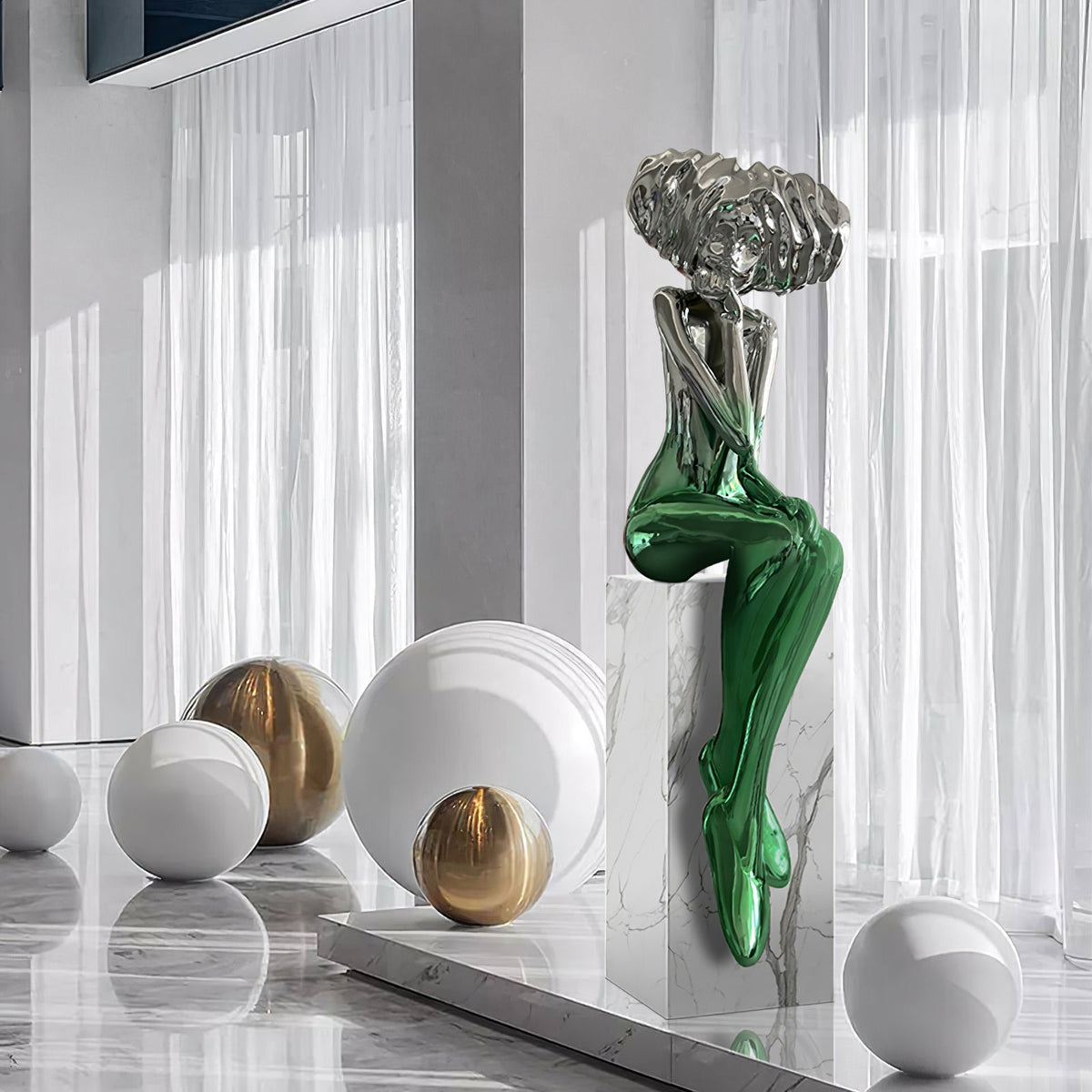 Meditating Girl Sculpture Ornament