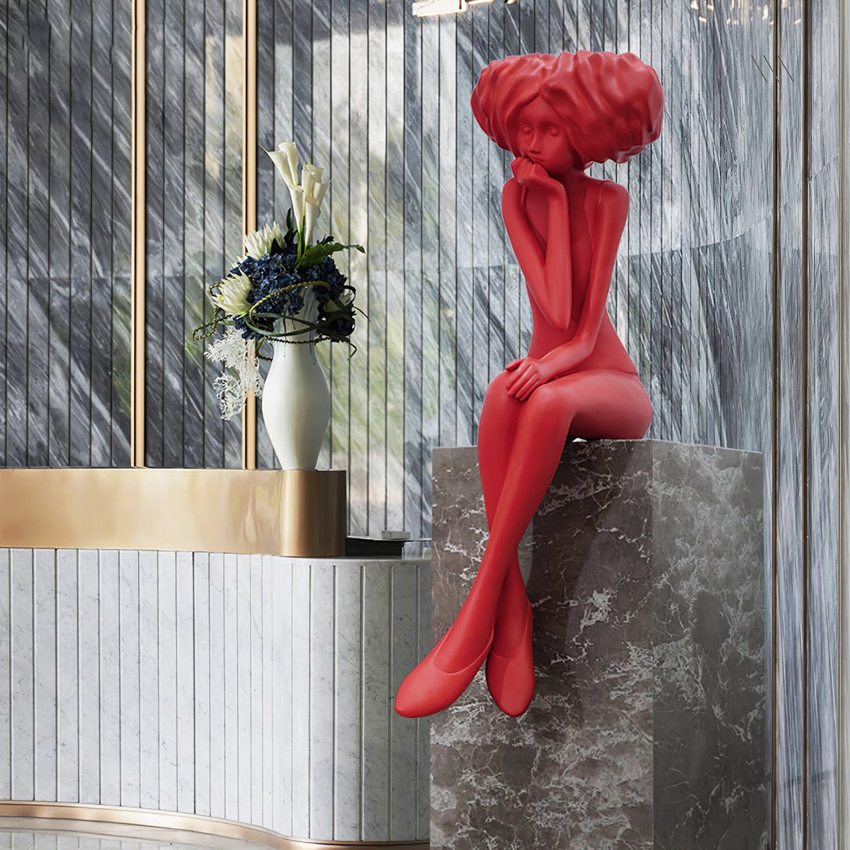 Meditating Girl Sculpture Ornament
