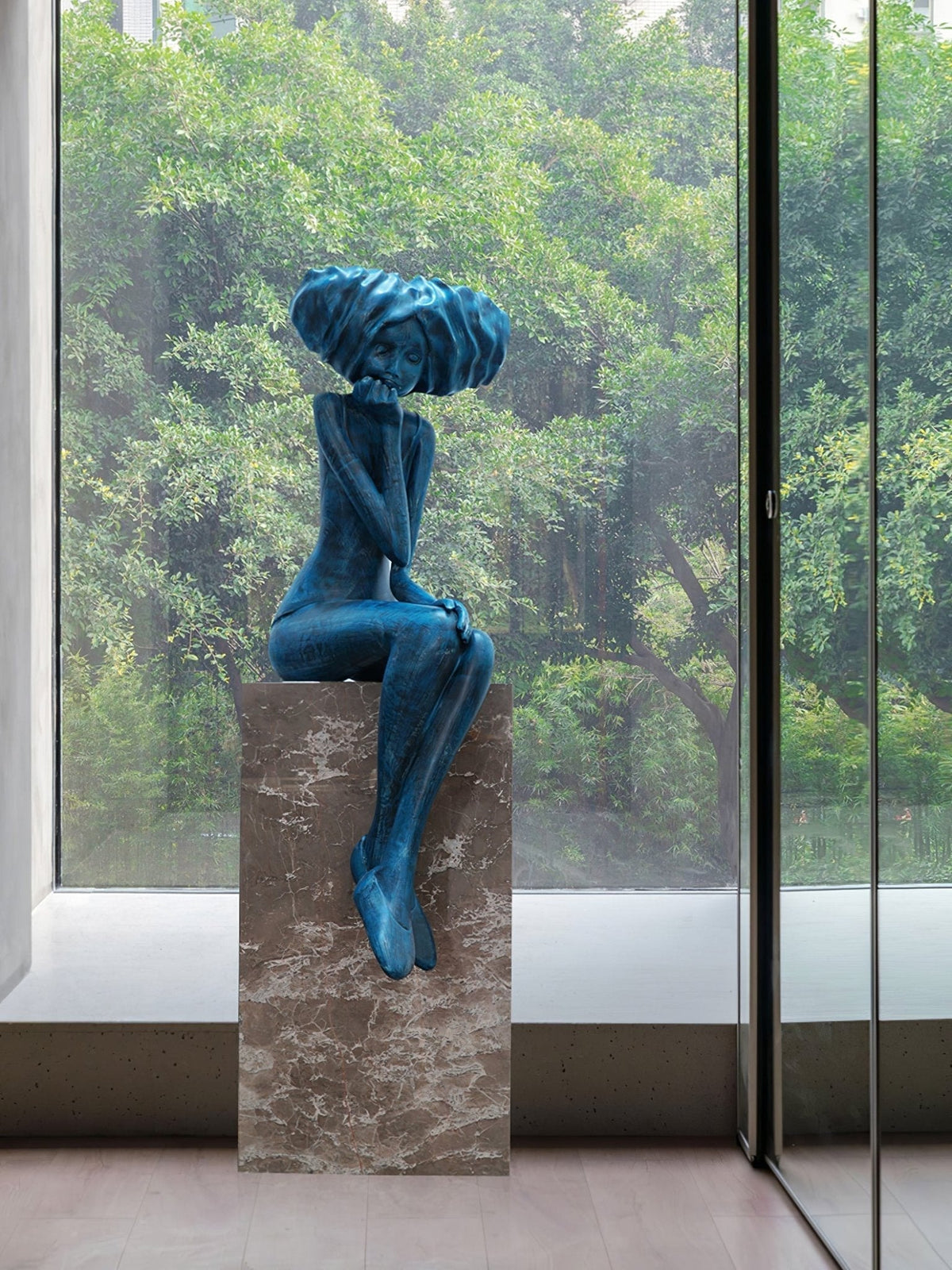 Meditating Girl Sculpture Ornament
