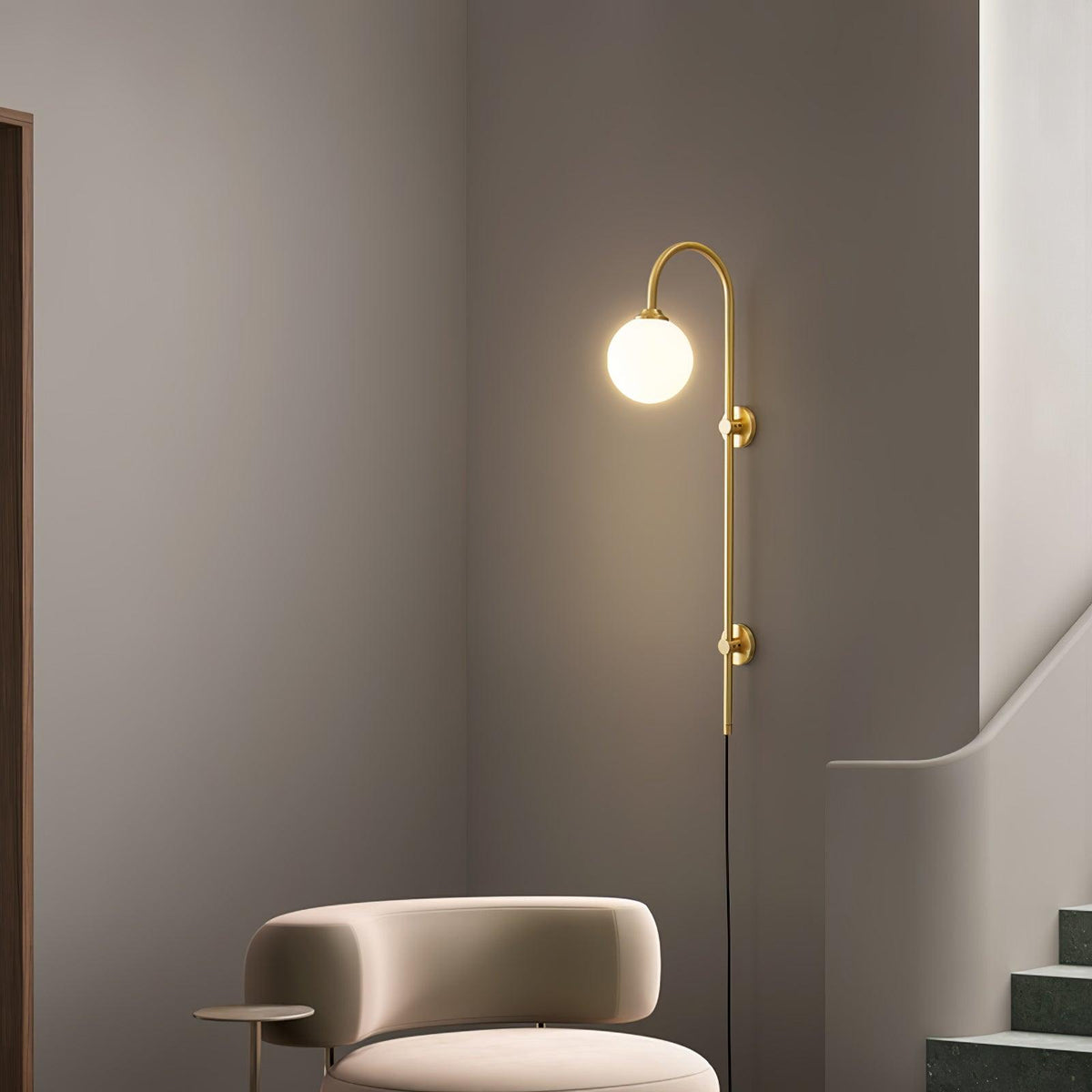 Solenne Globe Brass Plug-in Wall Sconce