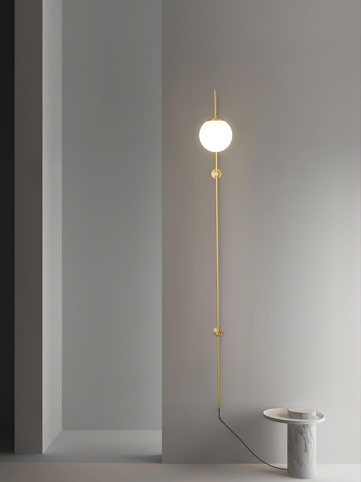 Solenne Globe Brass Plug-in Wall Sconce