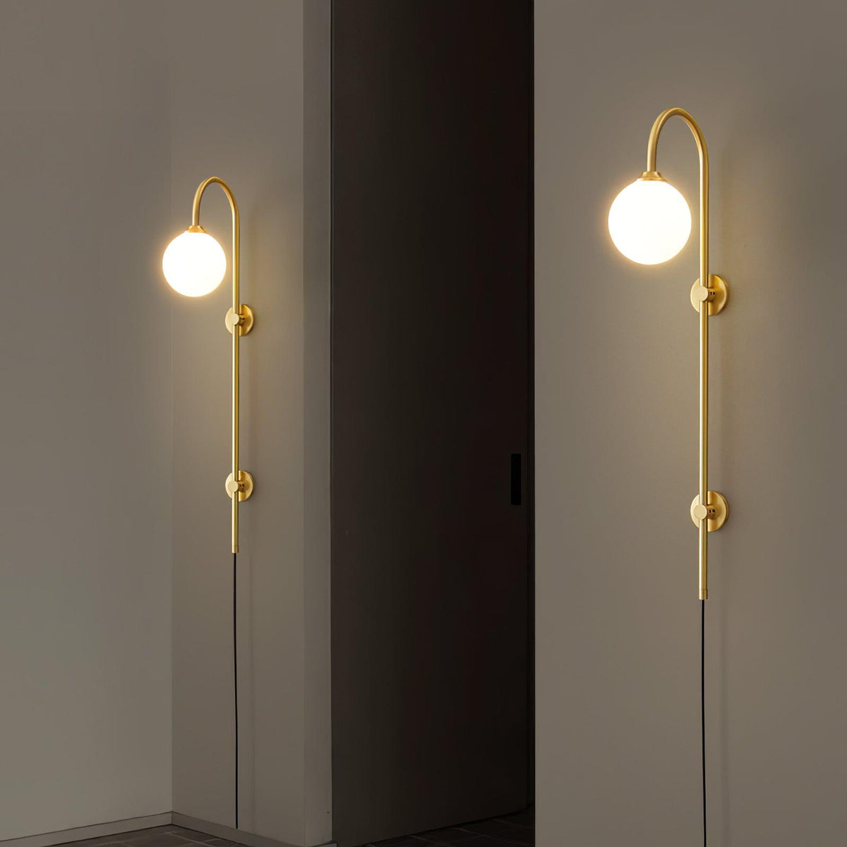 Solenne Globe Brass Plug-in Wall Sconce