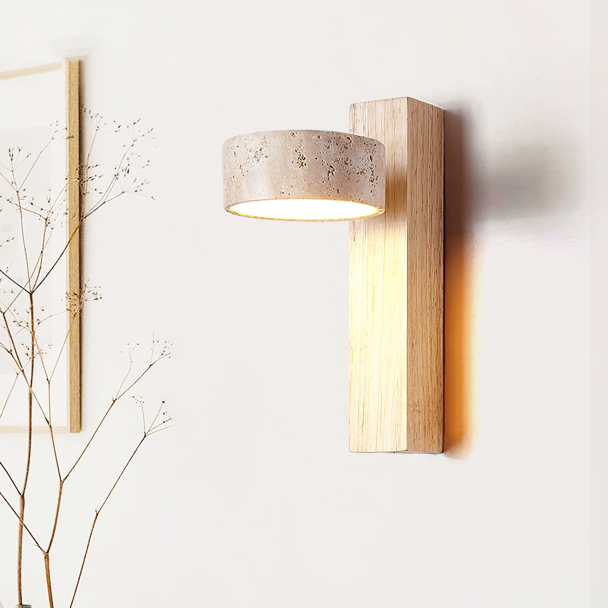 Tavalina Cylinder-Stack Travertine Wall Light