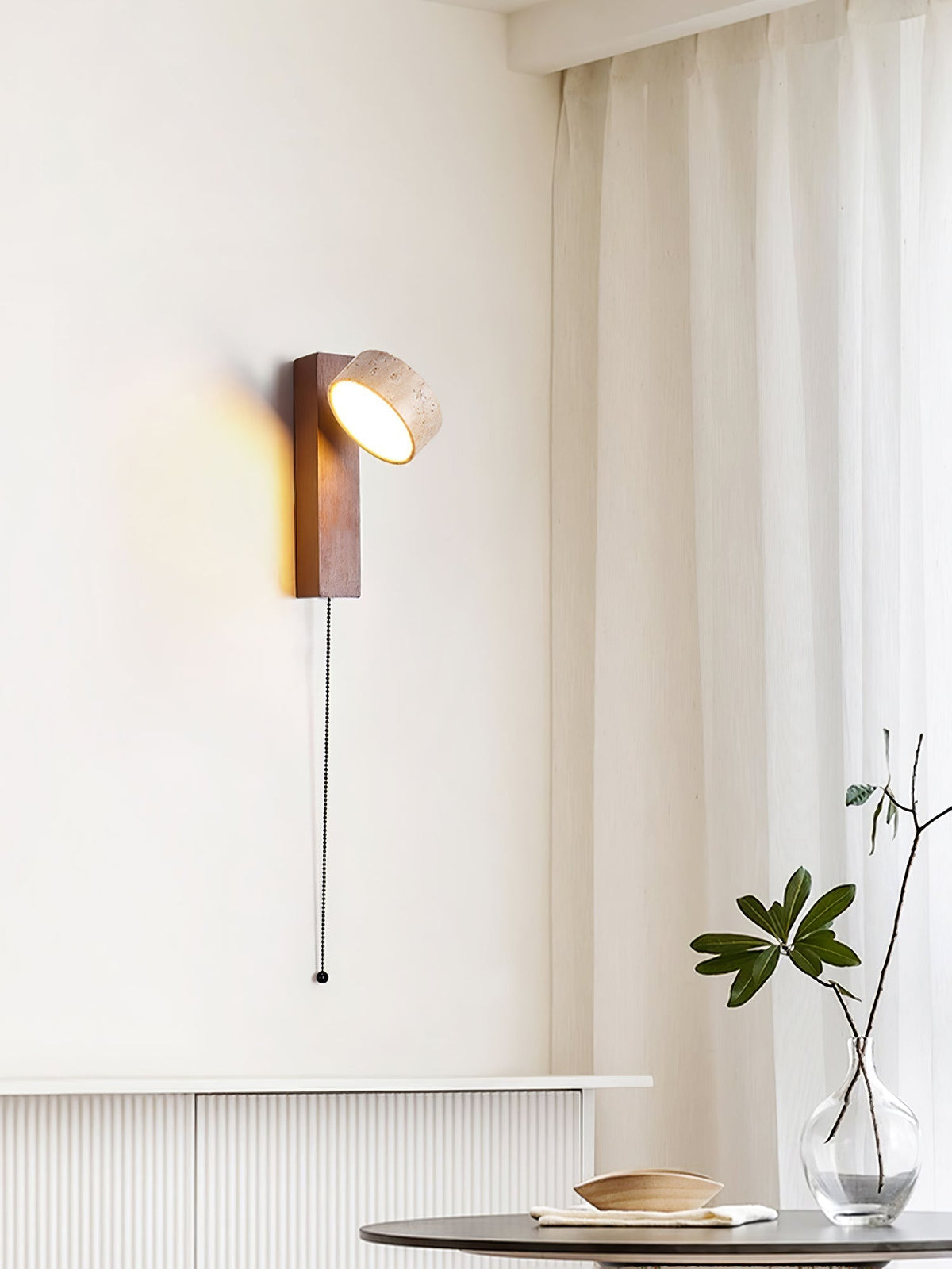 Tavalina Cylinder-Stack Travertine Wall Light