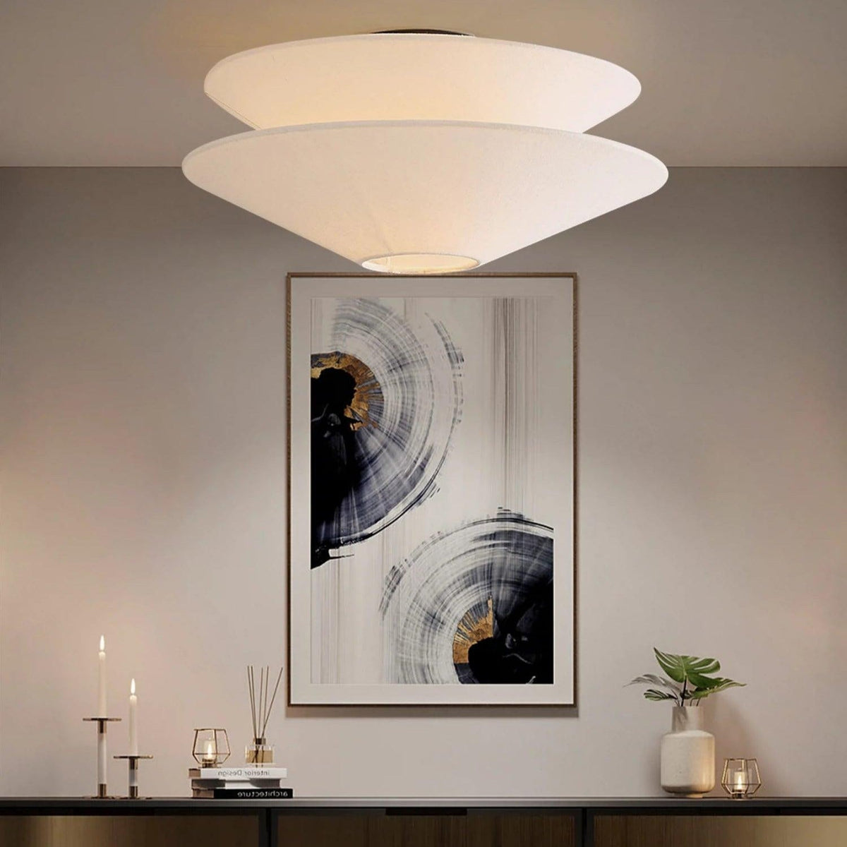 Rivesal Ceiling Light Double Cone Fabric