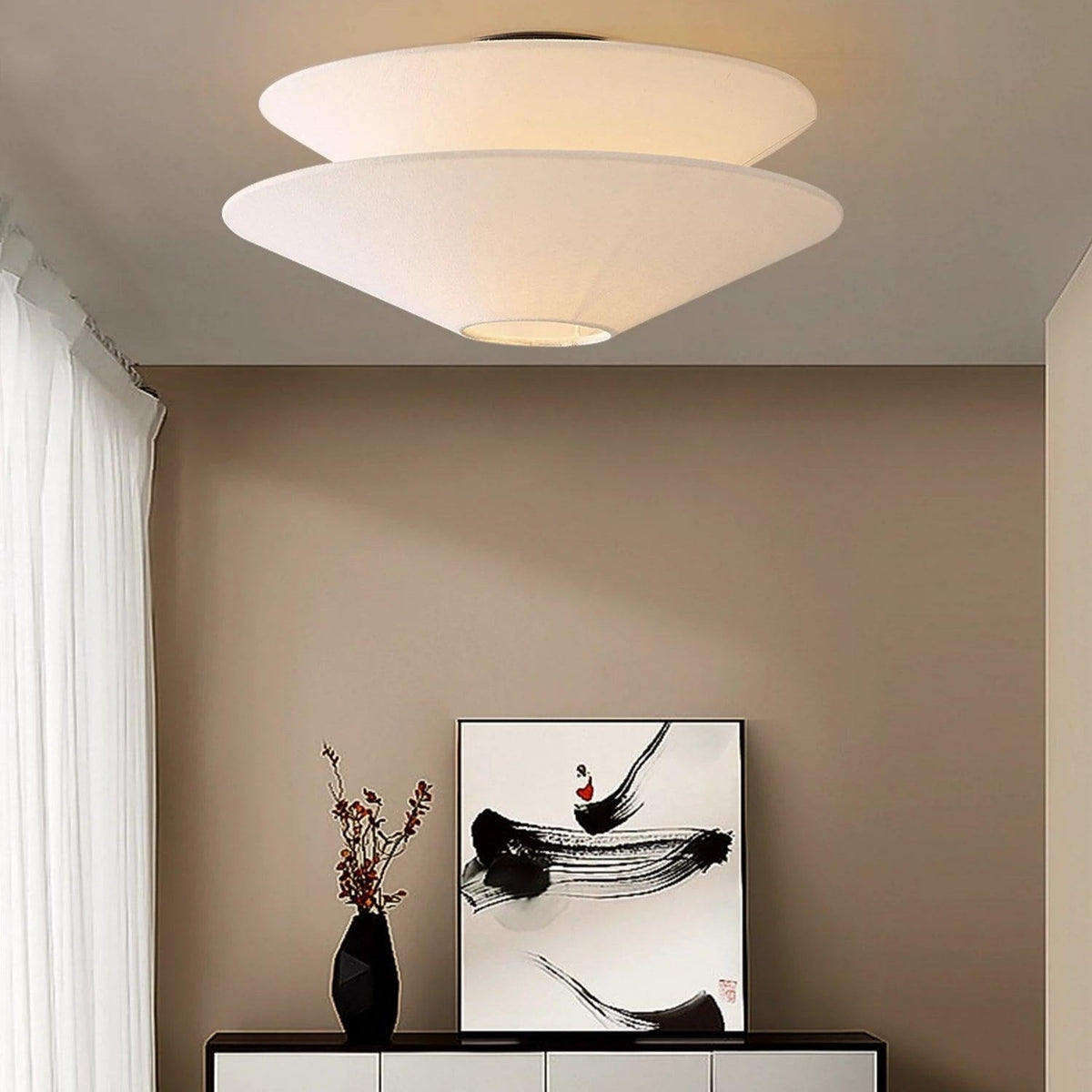 Rivesal Ceiling Light Double Cone Fabric