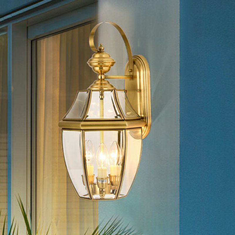 Fiselad Vintage Lantern Metal Outdoor Wall Lamp, Gold