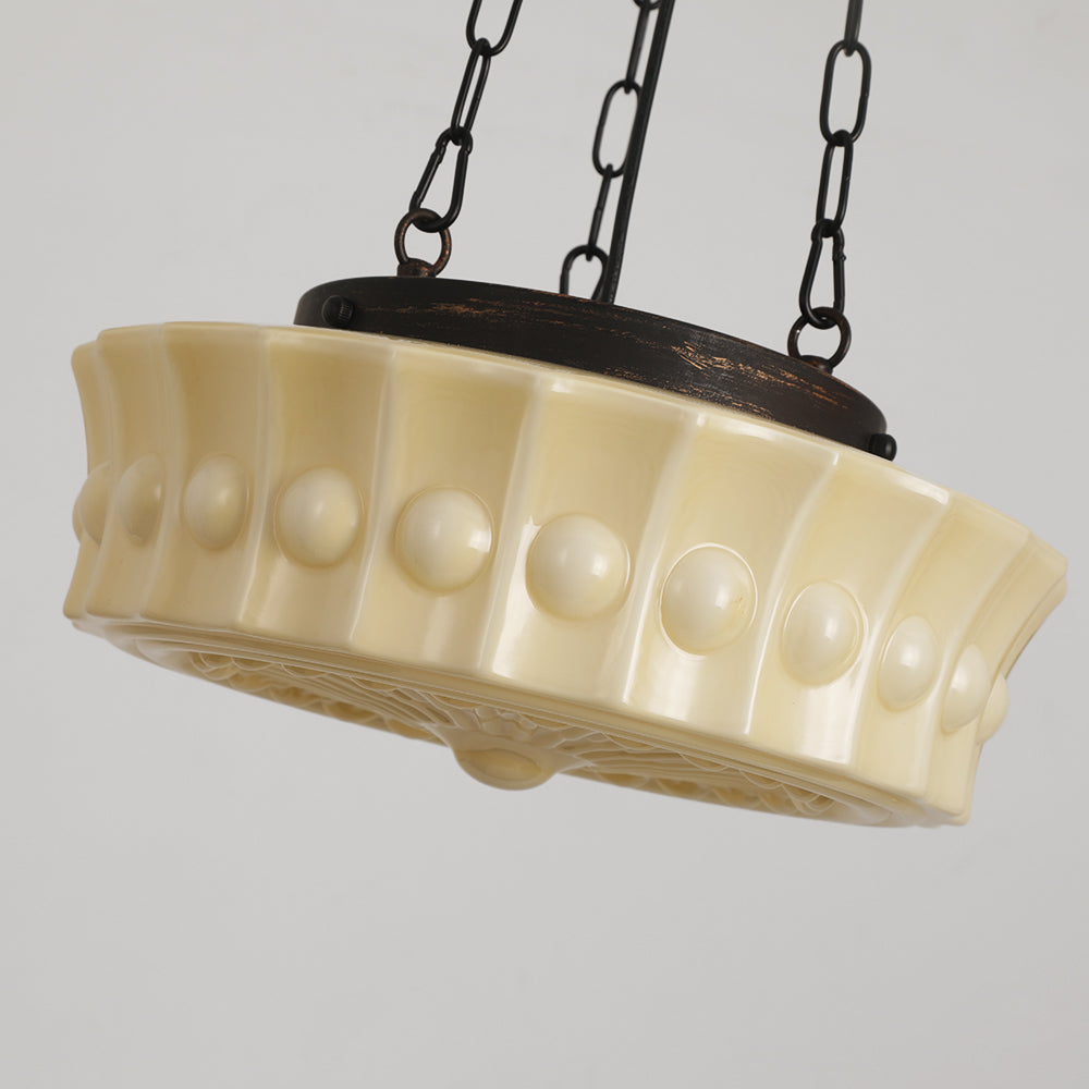Rumagus Vintage French Country Dome Pendant Light, White/Beige