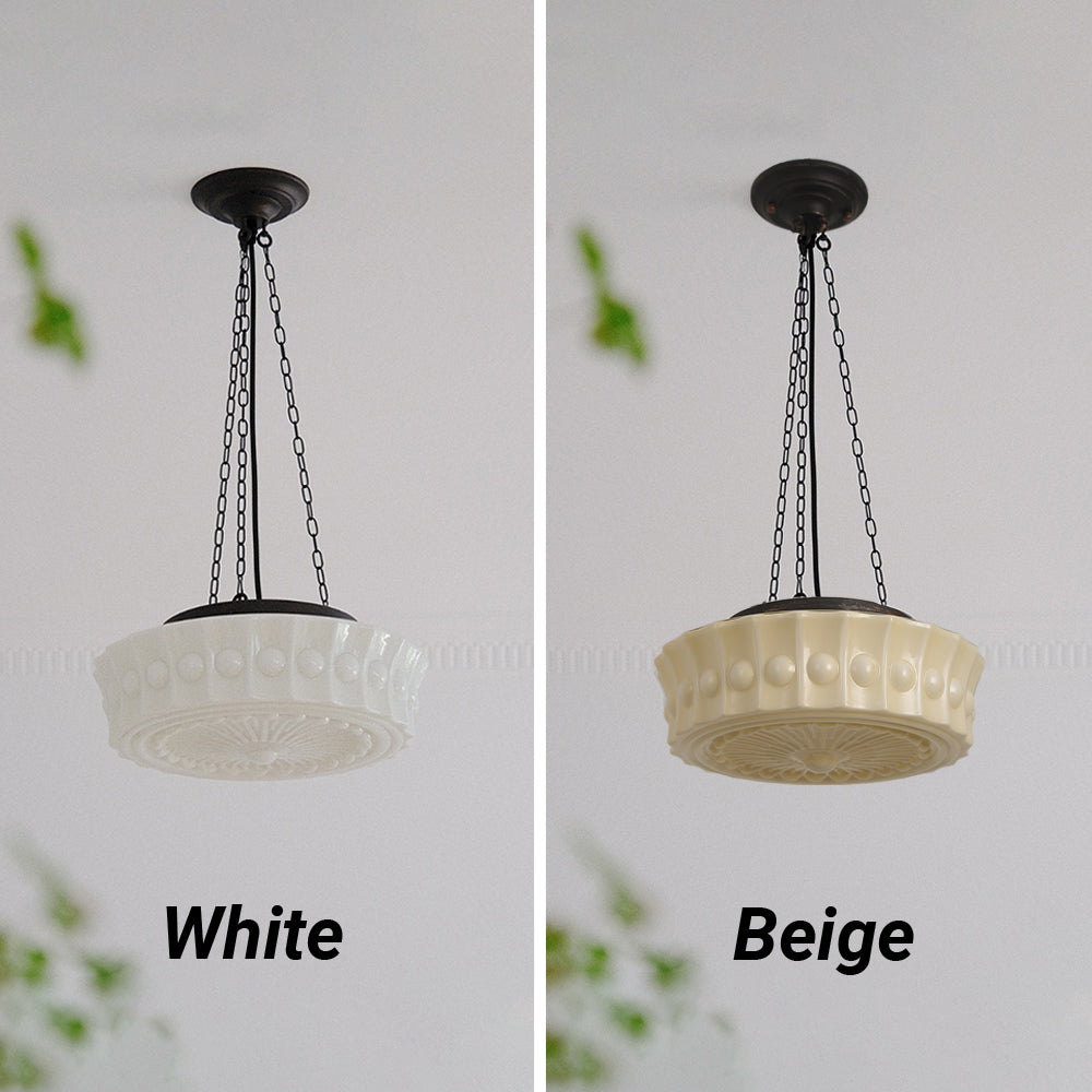 Rumagus Vintage French Country Dome Pendant Light, White/Beige
