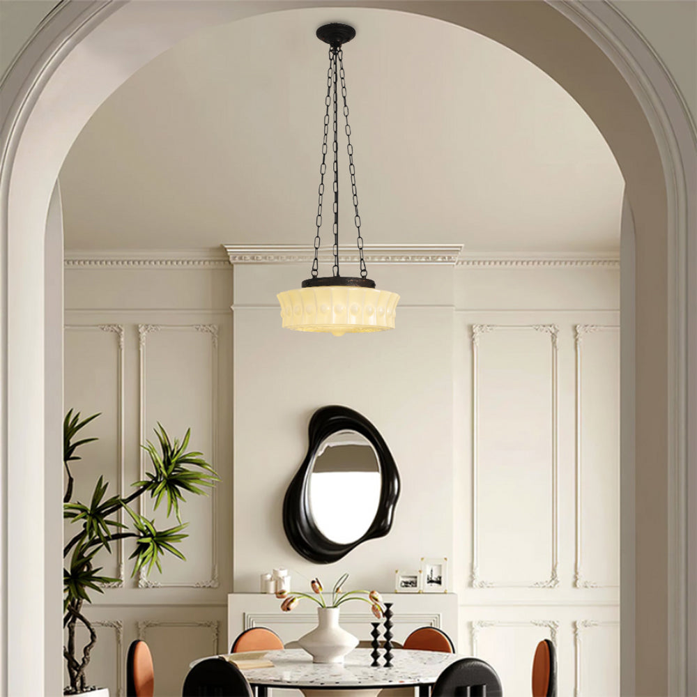 Rumagus Vintage French Country Dome Pendant Light, White/Beige