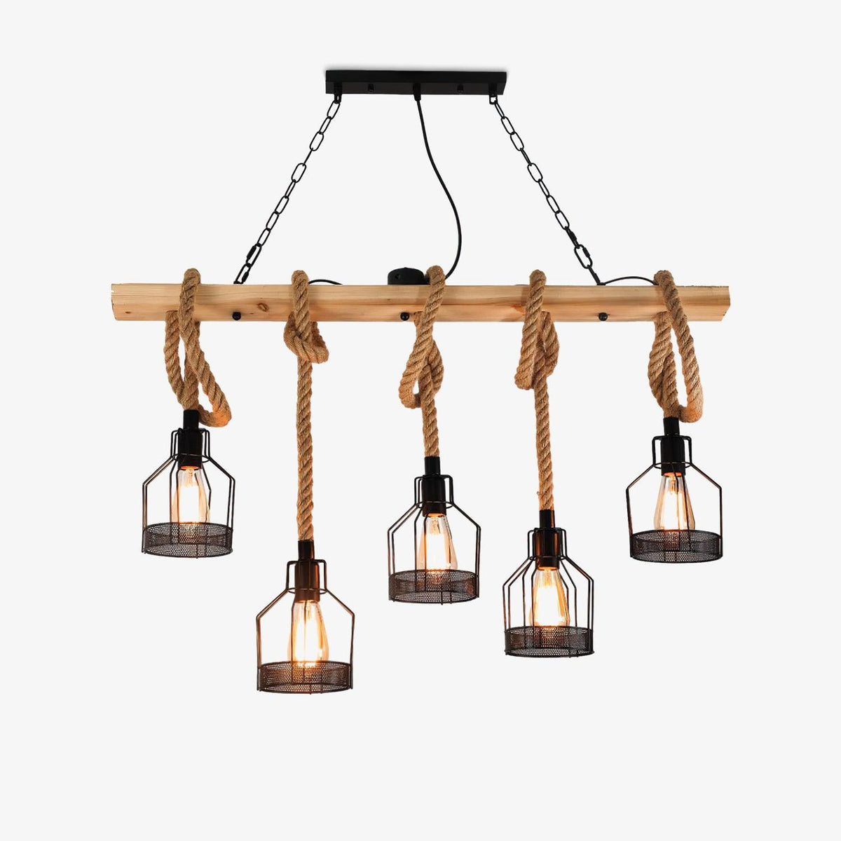 Kurukot Hemp Rope Industrial Grenade Chandelier