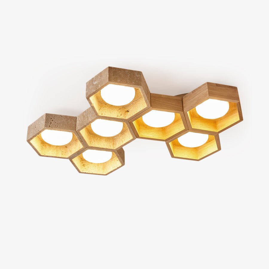Hexa Grid Travertine Ceiling Light