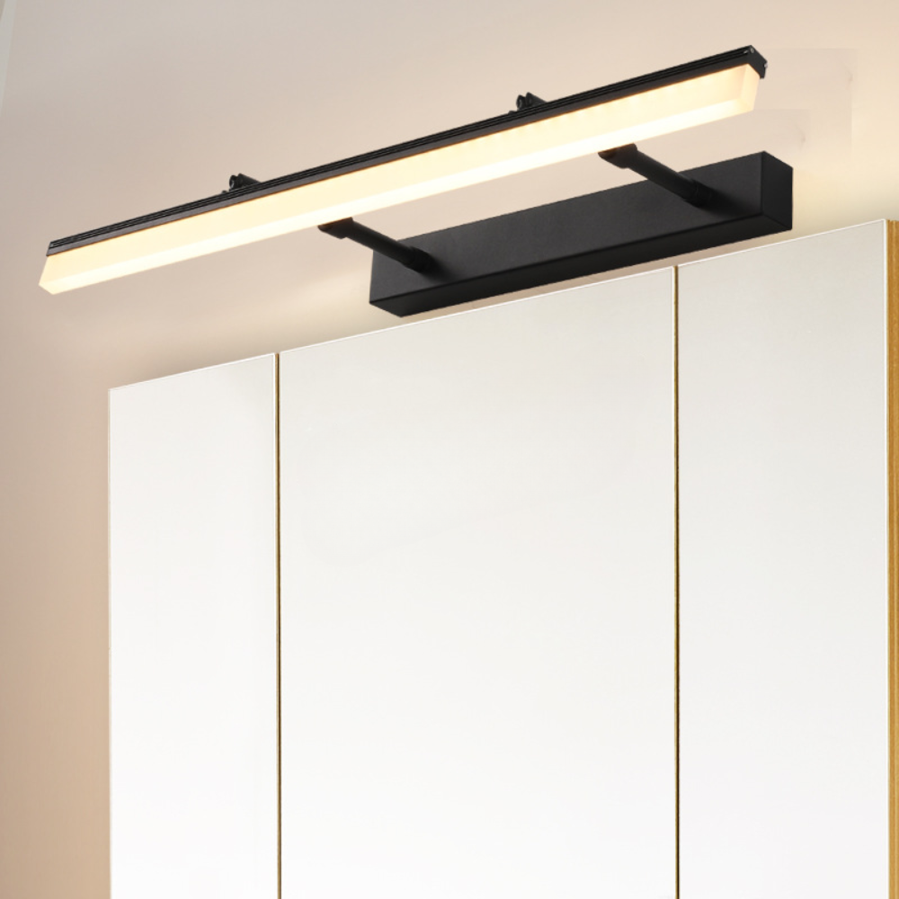 Lidimes Minimalist Linear Cylindrical Metal/ Wall Lamp, Black, Bathroom