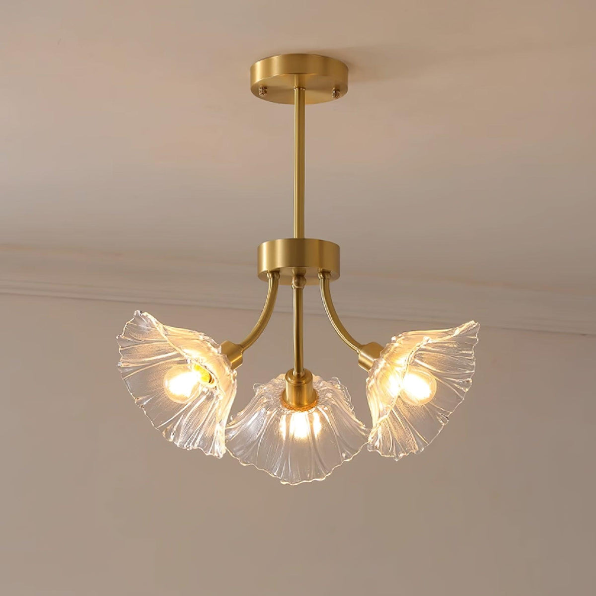 Fife Chandelier Flower Glass with Brass Finish