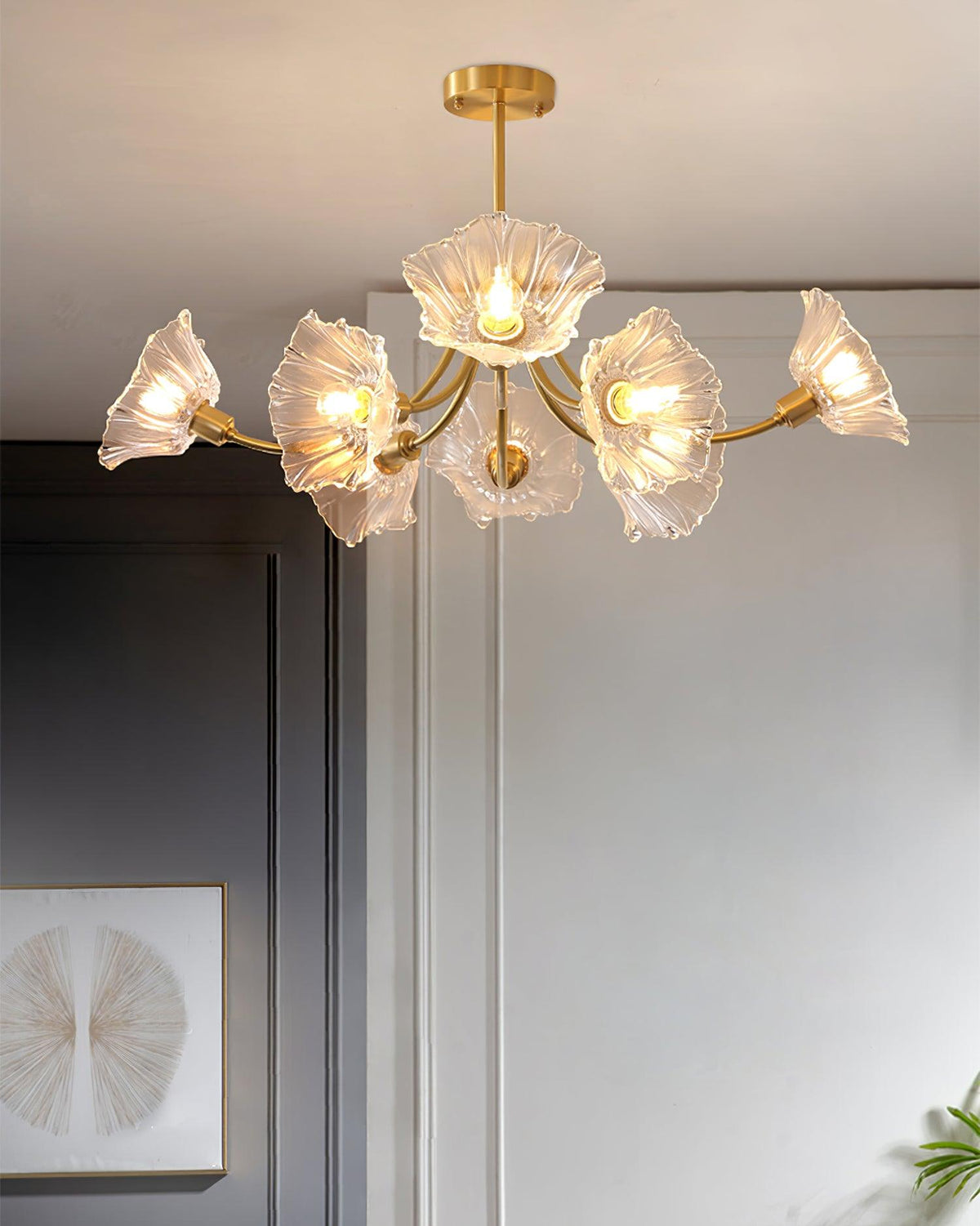 Fife Chandelier Flower Glass with Brass Finish