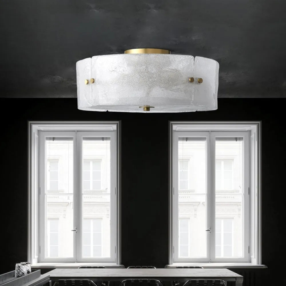 Velenella Textured Glass Flush Mount