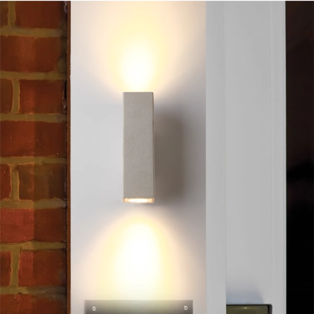 Ginilom Minimalist Cement Square Outdoor Wall Lamp, White