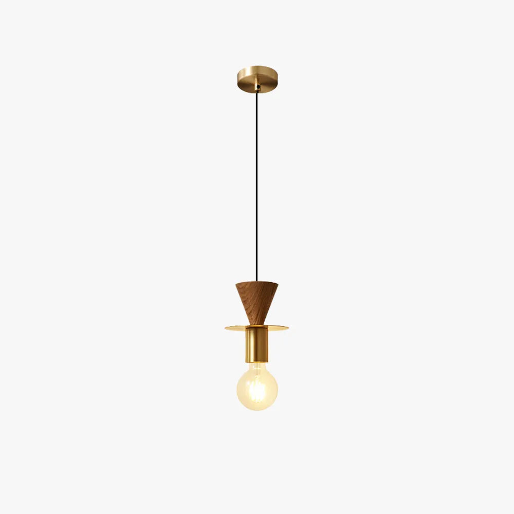 Jemibal Modern Simple Pendant Light Copper Walnut Bedroom Dining Room