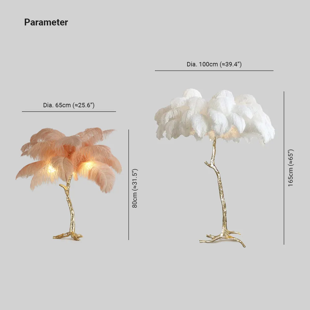 Salenor Nordic Luxury Unique Ostrich Feather Floor Lamp/Table Lamp-Relic Pieces