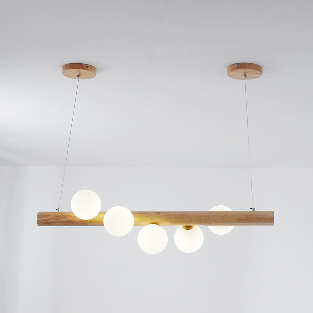 Taribid Glass Bubble Pendant Light Wood/Walnut