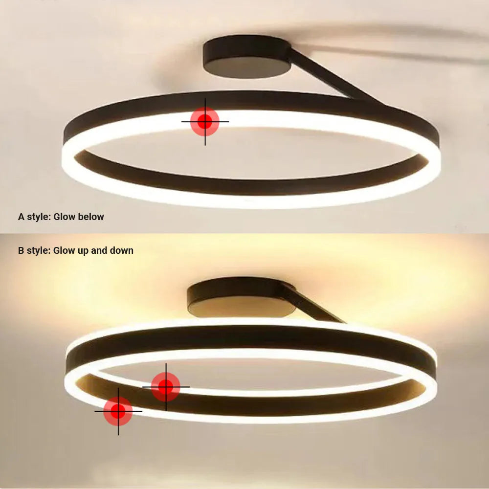 Solinor Modern Circle Flush Mount Ceiling Light, Black & White-Relic Pieces